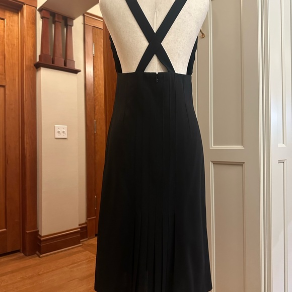 CHANEL Black Pleated V‑Neck Button-Front Midi Dress - Picture 5 of 10